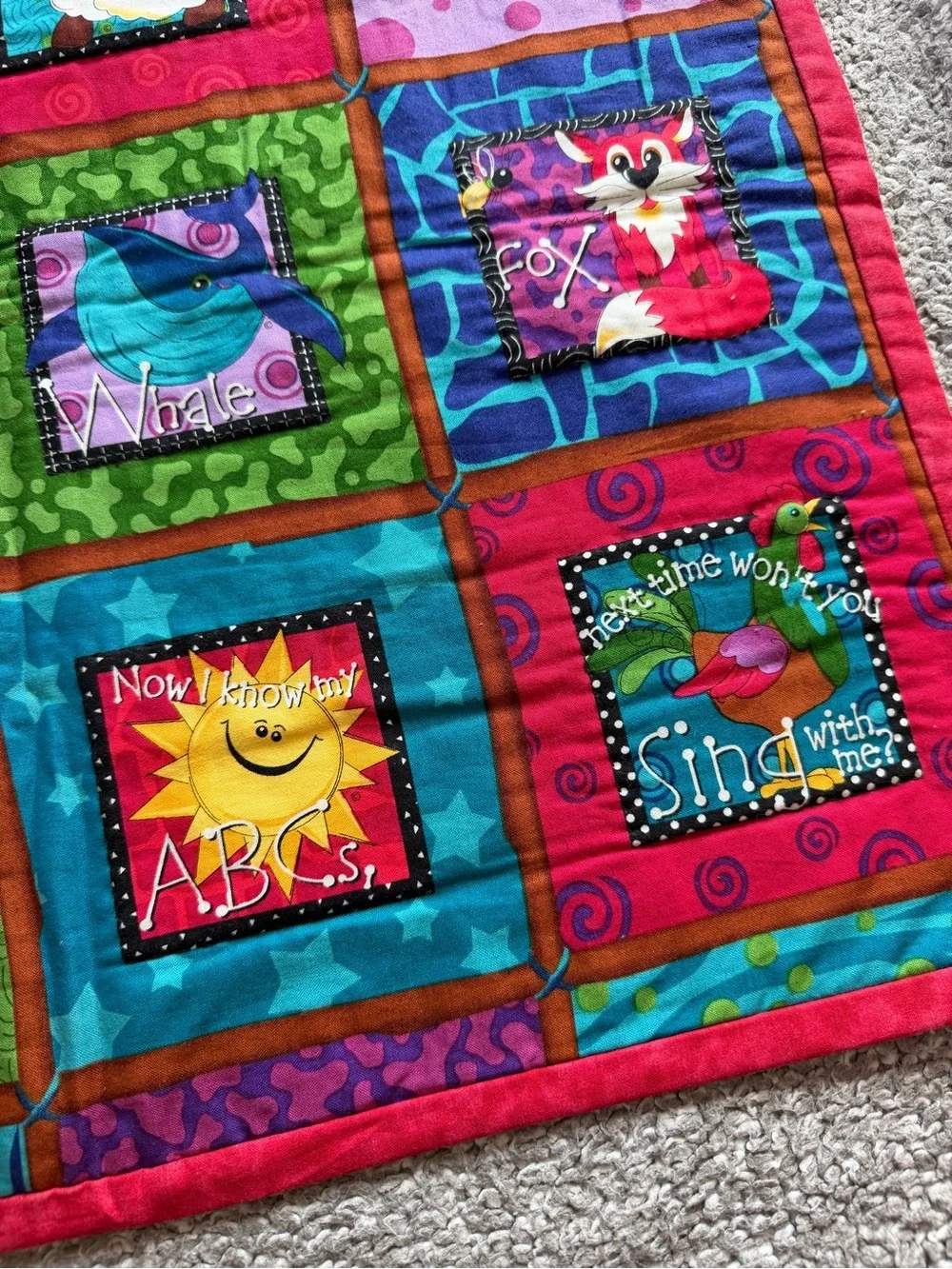 Colorful Animal Alphabet Baby Quilt